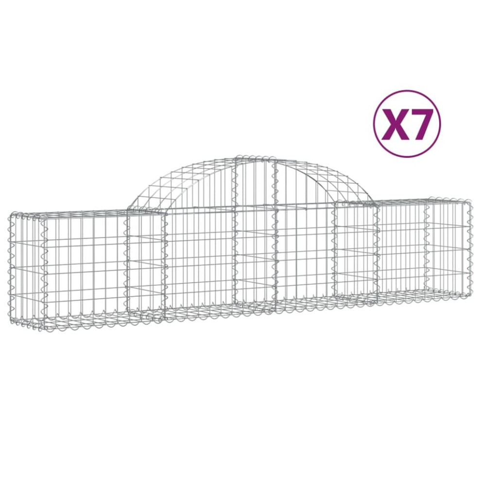 Vidaxl (200 X 30 X 40/60 Cm/ 7 Pcs) Arched Gabion Basket Stone Basket Gabion Retaining Wall Galvanised Iron