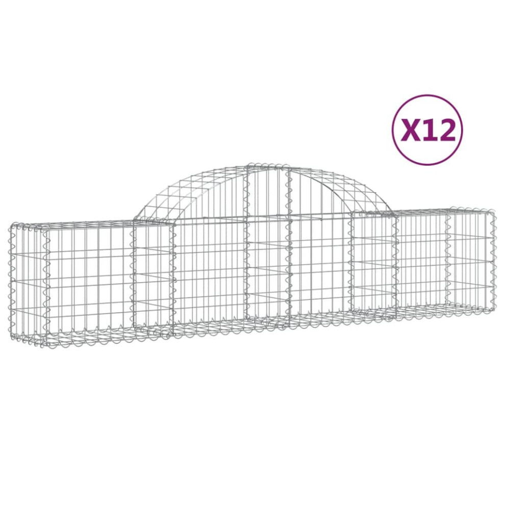 (200 x 30 x 40/60 cm/ 12 pcs) vidaXL Arched Gabion Basket Stone Basket Gabion Retaining Wall Galvanised Iron