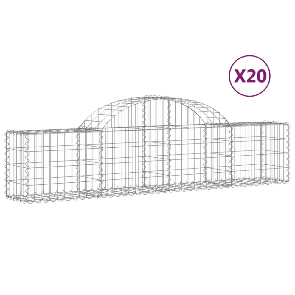 (200 x 30 x 40/60 cm/ 20 pcs) vidaXL Arched Gabion Basket Stone Basket Gabion Retaining Wall Galvanised Iron