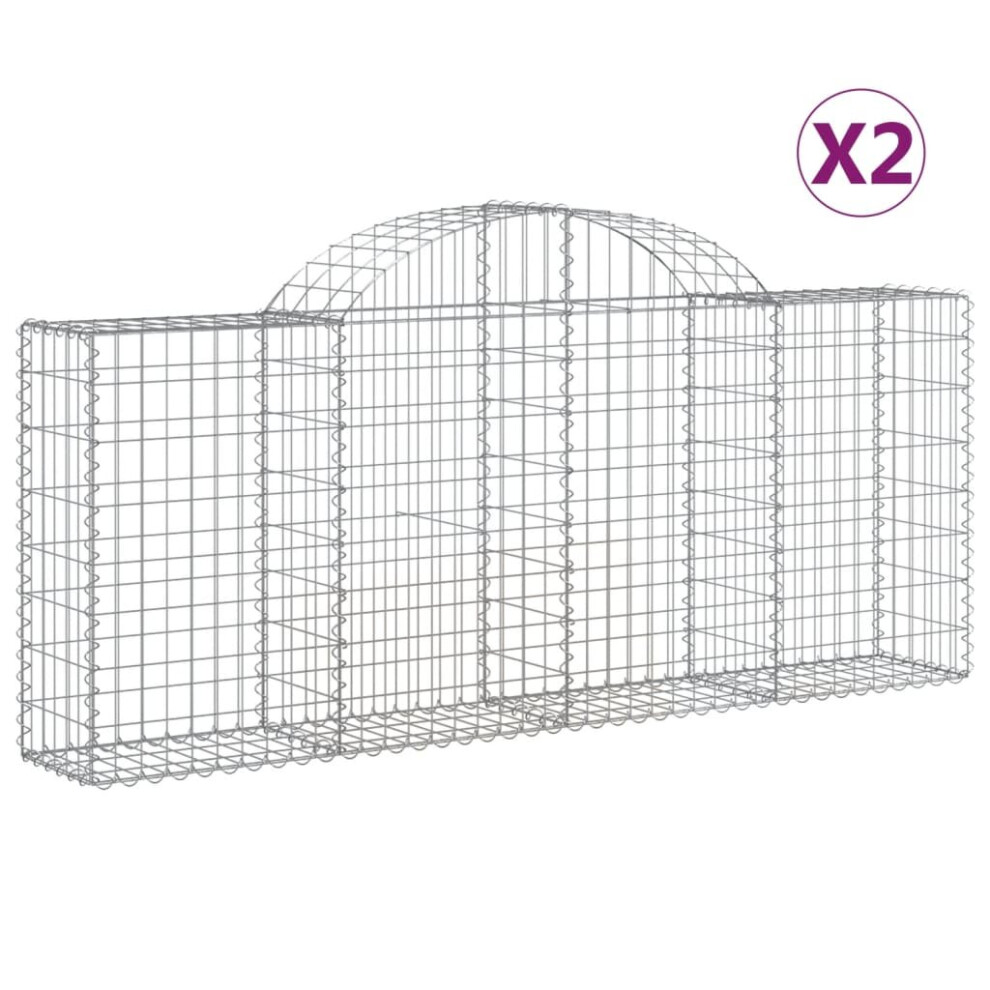 (200 x 30 x 80/100 cm/ 2 pcs) vidaXL Arched Gabion Basket Stone Basket Gabion Retaining Wall Galvanised Iron