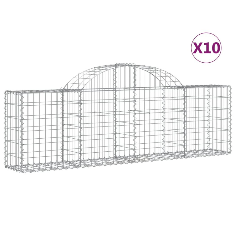 Vidaxl (200 X 30 X 60/80 Cm/ 10 Pcs) Arched Gabion Basket Stone Basket Gabion Retaining Wall Galvanised Iron