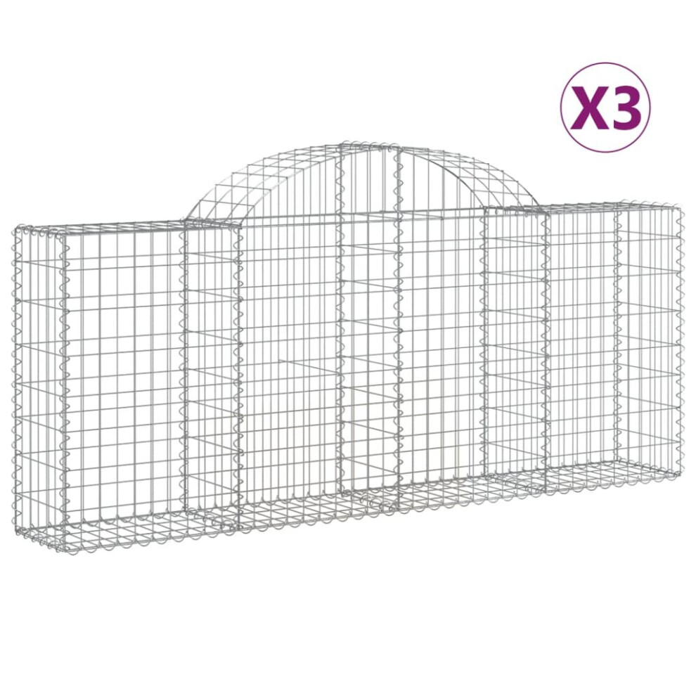 (200 x 30 x 80/100 cm/ 3 pcs) vidaXL Arched Gabion Basket Stone Basket Gabion Retaining Wall Galvanised Iron