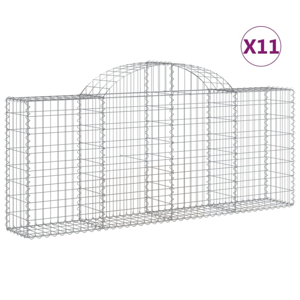 (200 x 30 x 80/100 cm/ 11 pcs) vidaXL Arched Gabion Basket Stone Basket Gabion Retaining Wall Galvanised Iron