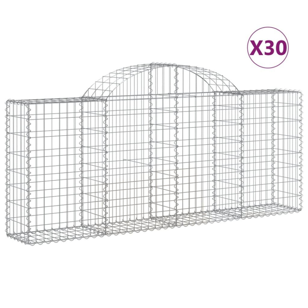 (200 x 30 x 80/100 cm/ 30 pcs) vidaXL Arched Gabion Basket Stone Basket Gabion Retaining Wall Galvanised Iron