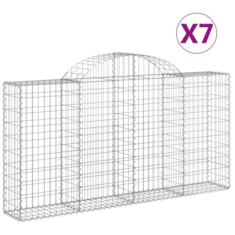 Vidaxl (200 X 30 X 100/120 Cm/ 7 Pcs) Arched Gabion Basket Stone Basket Gabion Retaining Wall Galvanised Iron