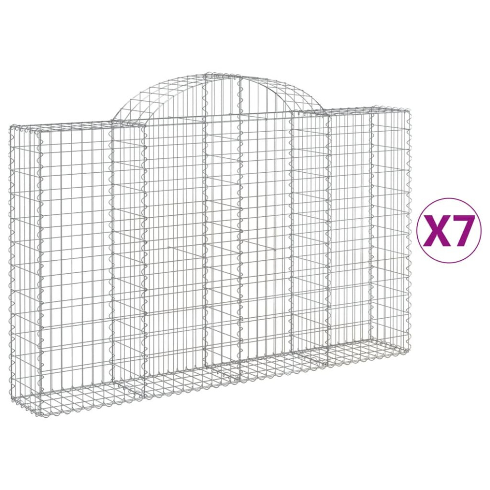 (200 x 30 x 120/140 cm/ 7 pcs) vidaXL Arched Gabion Basket Stone Basket Gabion Retaining Wall Galvanised Iron