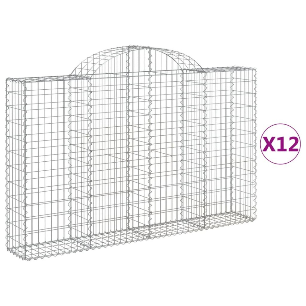 Vidaxl (200 X 30 X 120/140 Cm/ 12 Pcs) Arched Gabion Basket Stone Basket Gabion Retaining Wall Galvanised Iron