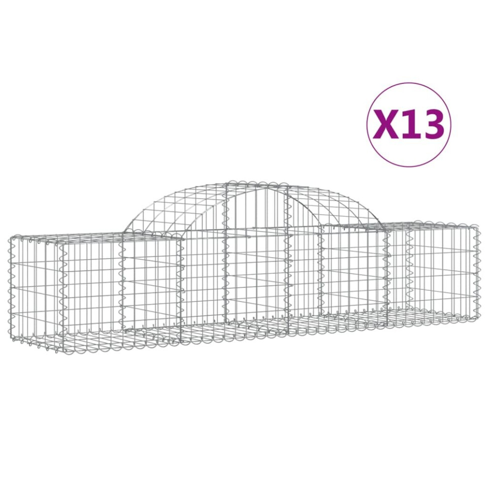 (200 x 50 x 40/60 cm/ 13 pcs) vidaXL Arched Gabion Basket Stone Basket Gabion Retaining Wall Galvanised Iron