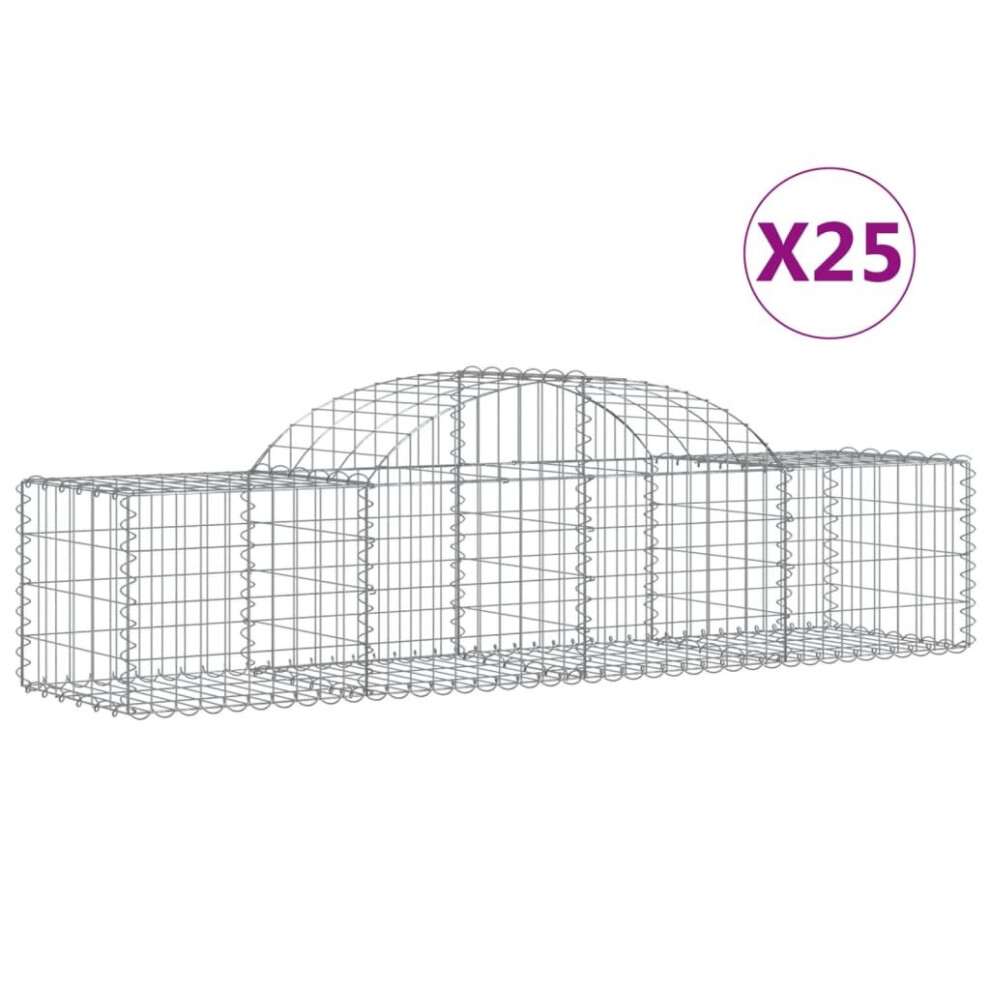 (200 x 50 x 40/60 cm/ 25 pcs) vidaXL Arched Gabion Basket Stone Basket Gabion Retaining Wall Galvanised Iron