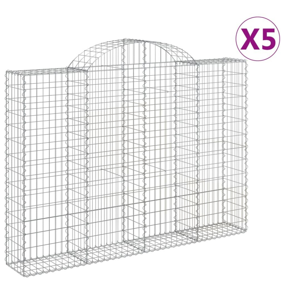 Vidaxl (200 X 30 X 140/160 Cm/ 5 Pcs) Arched Gabion Basket Stone Basket Gabion Retaining Wall Galvanised Iron
