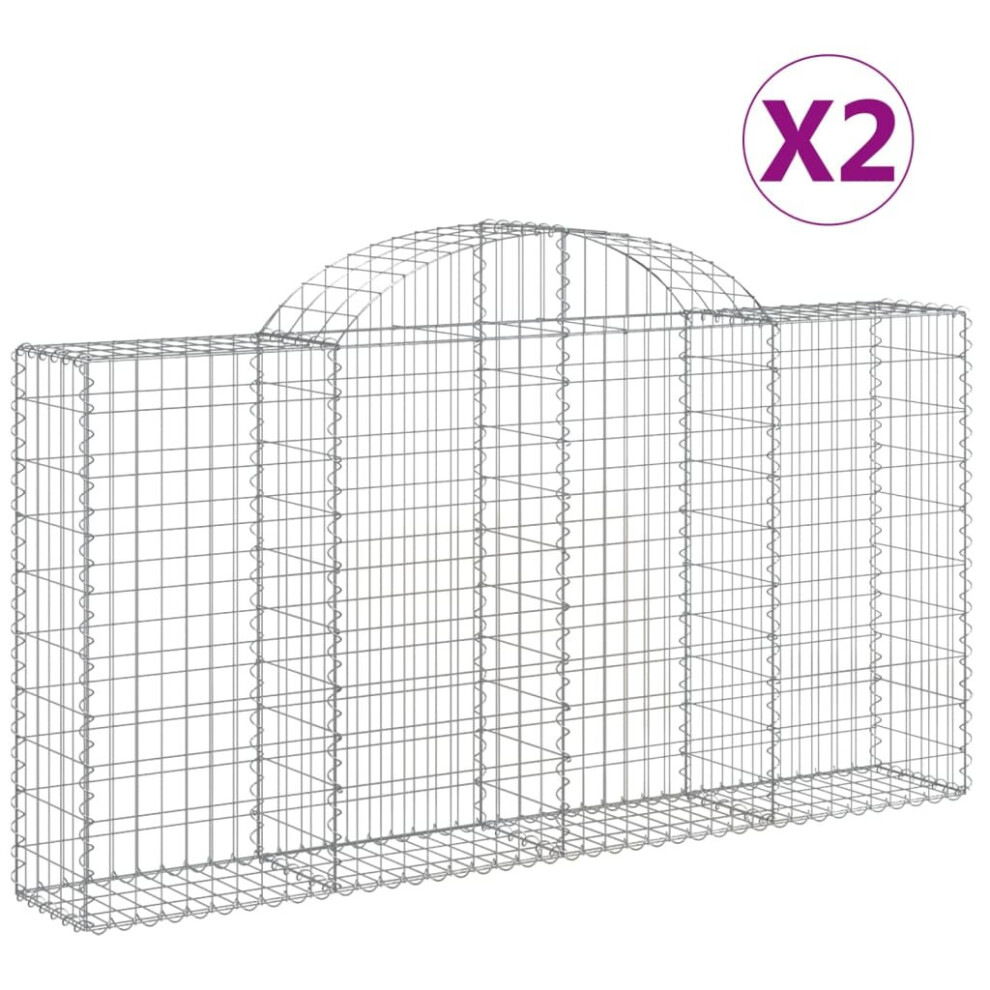 Vidaxl (200 X 30 X 100/120 Cm/ 2 Pcs) Arched Gabion Basket Stone Basket Gabion Retaining Wall Galvanised Iron