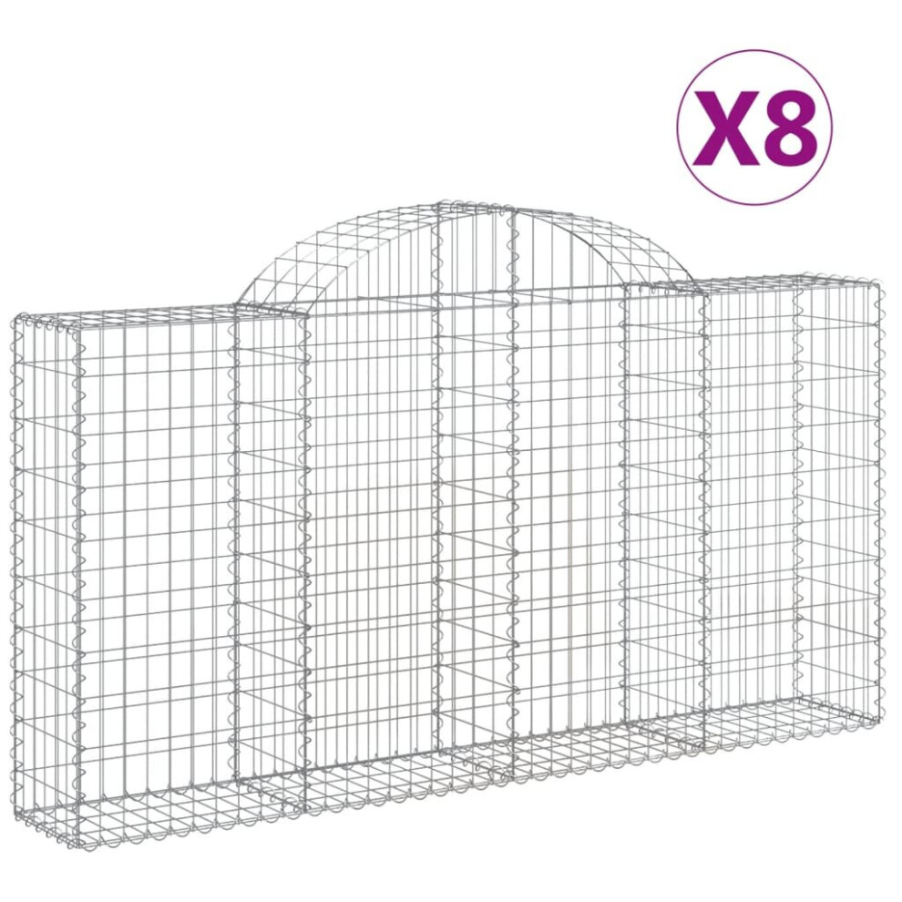 Vidaxl (200 X 30 X 100/120 Cm/ 8 Pcs) Arched Gabion Basket Stone Basket Gabion Retaining Wall Galvanised Iron