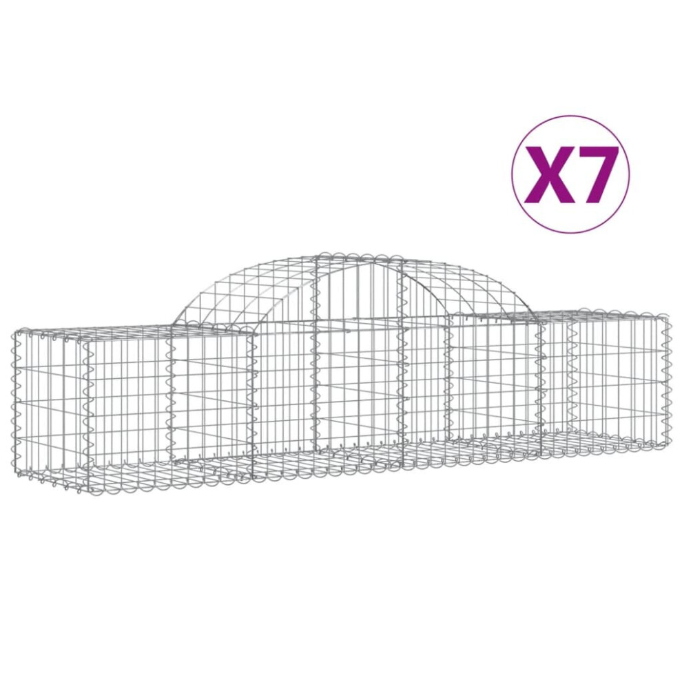 Vidaxl (200 X 50 X 40/60 Cm/ 7 Pcs) Arched Gabion Basket Stone Basket Gabion Retaining Wall Galvanised Iron
