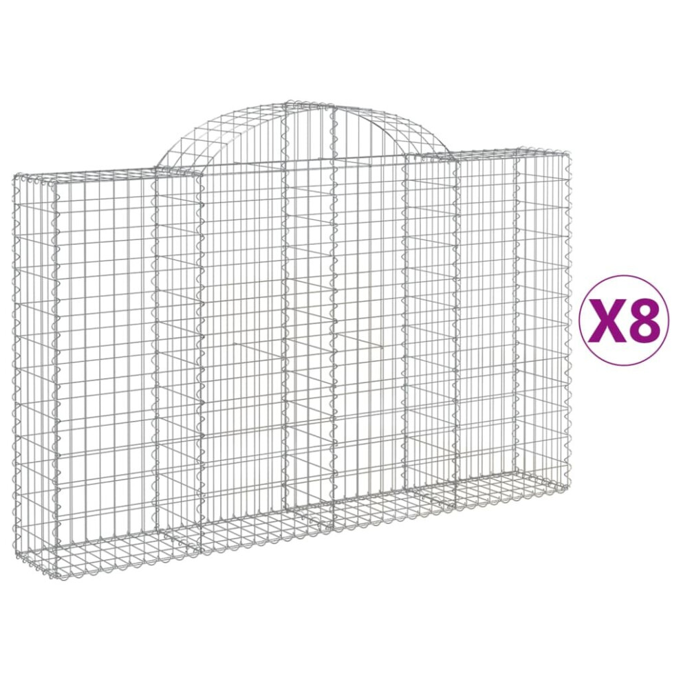 (200 x 30 x 120/140 cm/ 8 pcs) vidaXL Arched Gabion Basket Stone Basket Gabion Retaining Wall Galvanised Iron