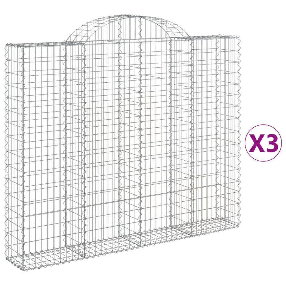 (200 x 30 x 160/180 cm/ 3 pcs) vidaXL Arched Gabion Basket Stone Basket Gabion Retaining Wall Galvanised Iron