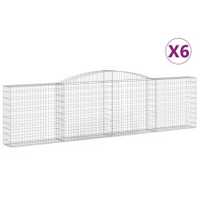 (400 x 30 x 100/120 cm/ 6 pcs) vidaXL Arched Gabion Basket Stone Basket Gabion Retaining Wall Galvanised Iron