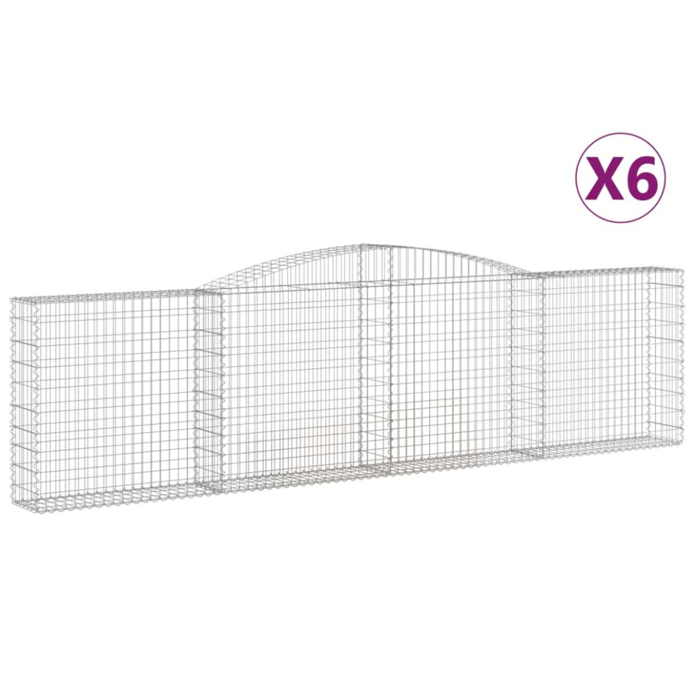 Vidaxl (400 X 30 X 100/120 Cm/ 6 Pcs) Arched Gabion Basket Stone Basket Gabion Retaining Wall Galvanised Iron