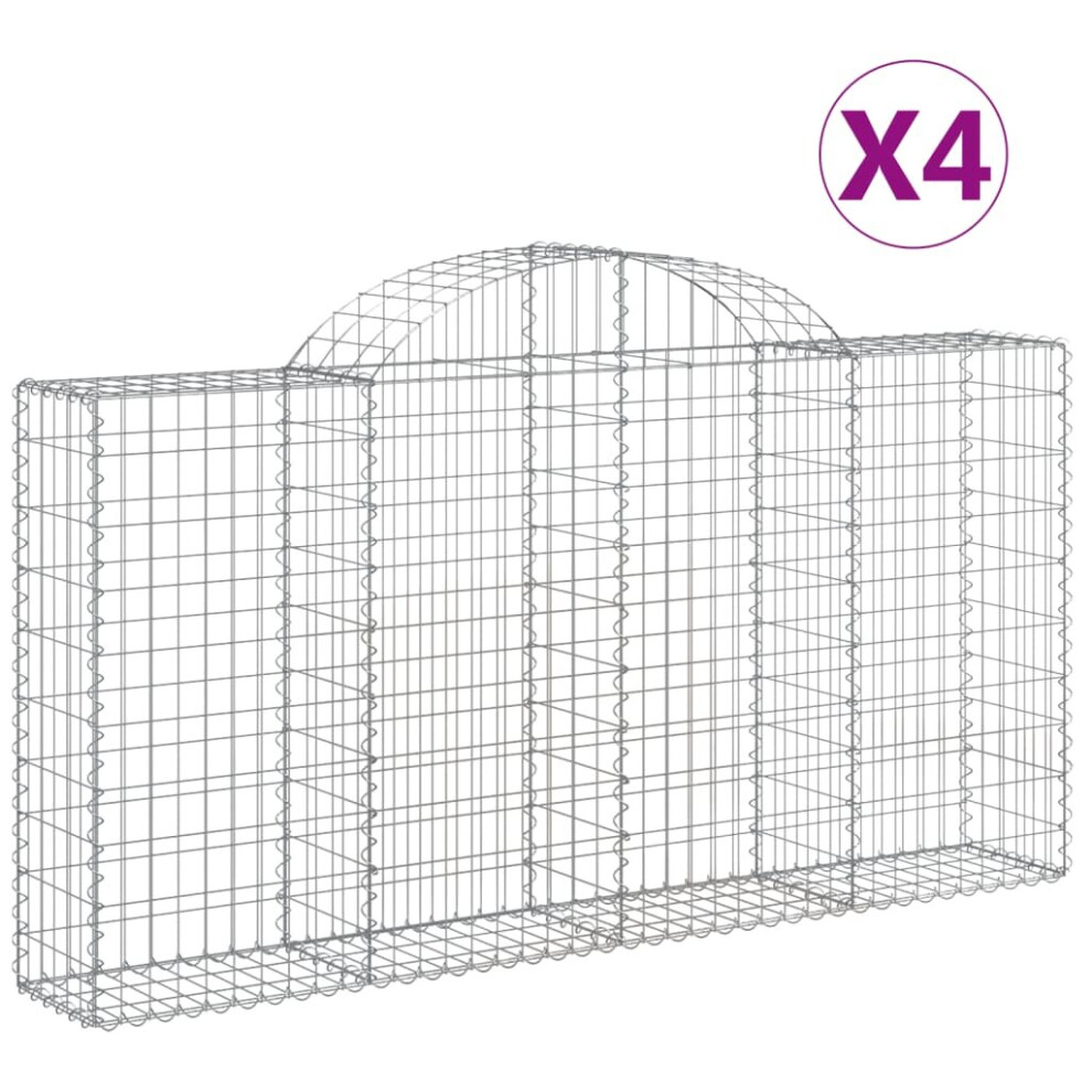 Vidaxl (200 X 30 X 100/120 Cm/ 4 Pcs) Arched Gabion Basket Stone Basket Gabion Retaining Wall Galvanised Iron