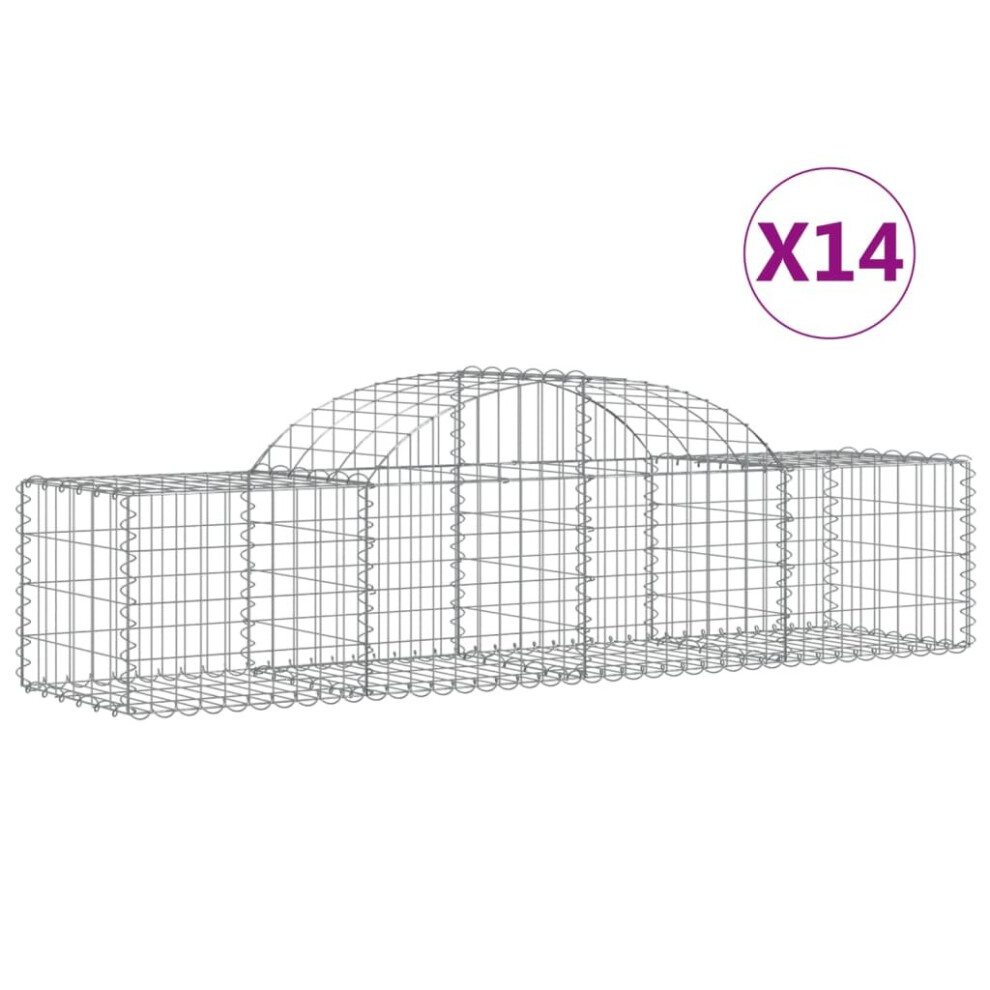 Vidaxl (200 X 50 X 40/60 Cm/ 14 Pcs) Arched Gabion Basket Stone Basket Gabion Retaining Wall Galvanised Iron