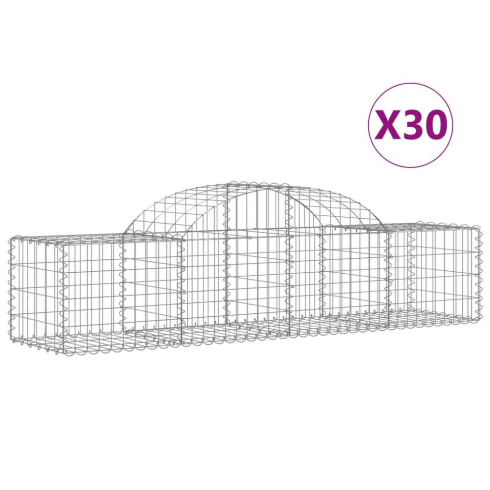 (200 x 50 x 40/60 cm/ 30 pcs) vidaXL Arched Gabion Basket Stone Basket Gabion Retaining Wall Galvanised Iron