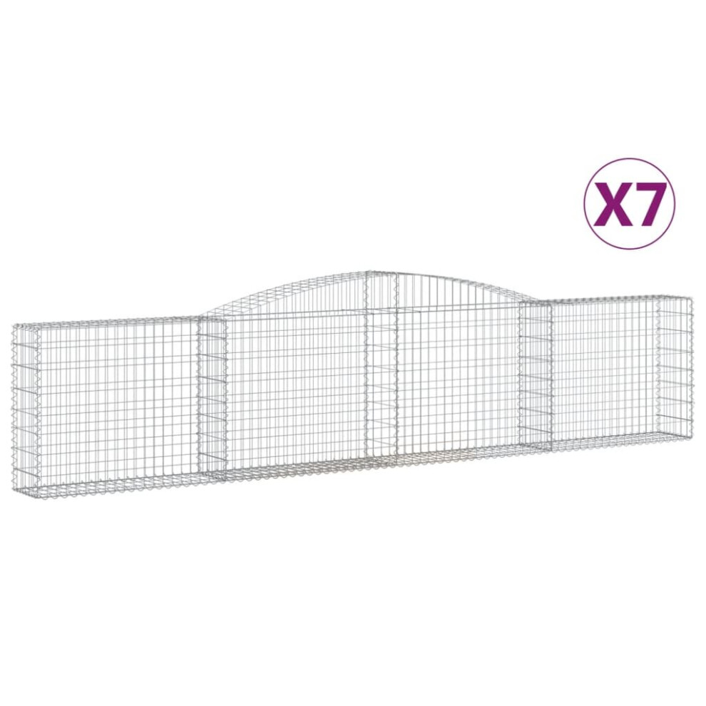 Vidaxl (400 X 30 X 80/100 Cm/ 7 Pcs) Arched Gabion Basket Stone Basket Gabion Retaining Wall Galvanised Iron