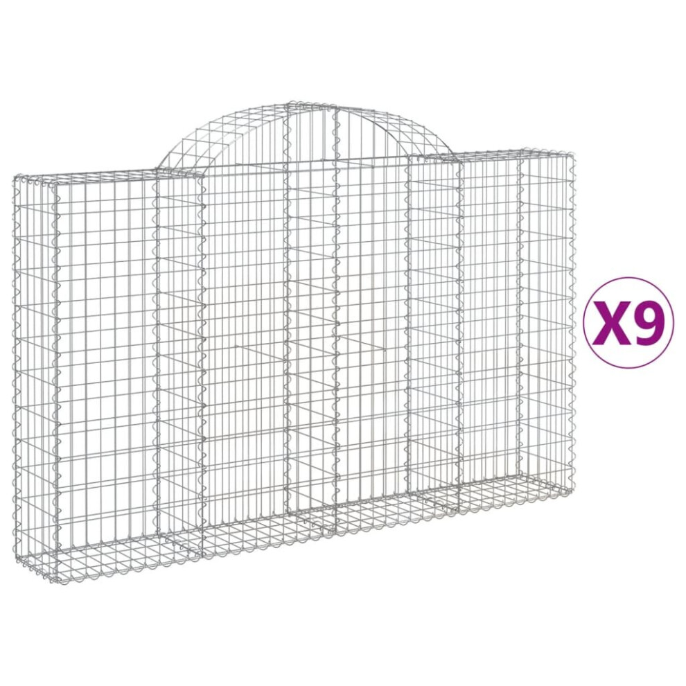 (200 x 30 x 120/140 cm/ 9 pcs) vidaXL Arched Gabion Basket Stone Basket Gabion Retaining Wall Galvanised Iron