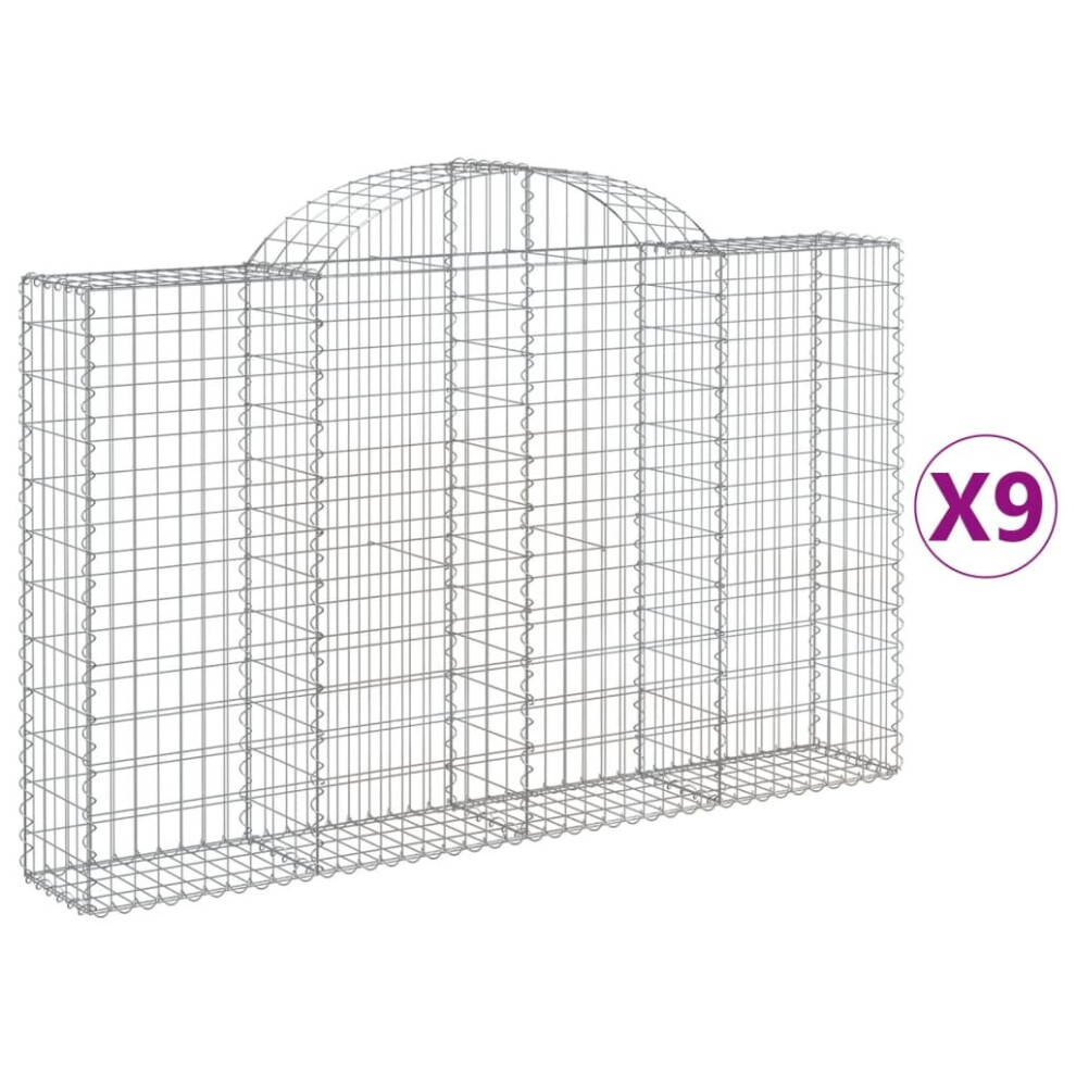 Vidaxl (200 X 30 X 120/140 Cm/ 9 Pcs) Arched Gabion Basket Stone Basket Gabion Retaining Wall Galvanised Iron