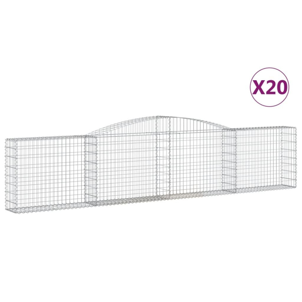 Vidaxl (400 X 30 X 80/100 Cm/ 20 Pcs) Arched Gabion Basket Stone Basket Gabion Retaining Wall Galvanised Iron