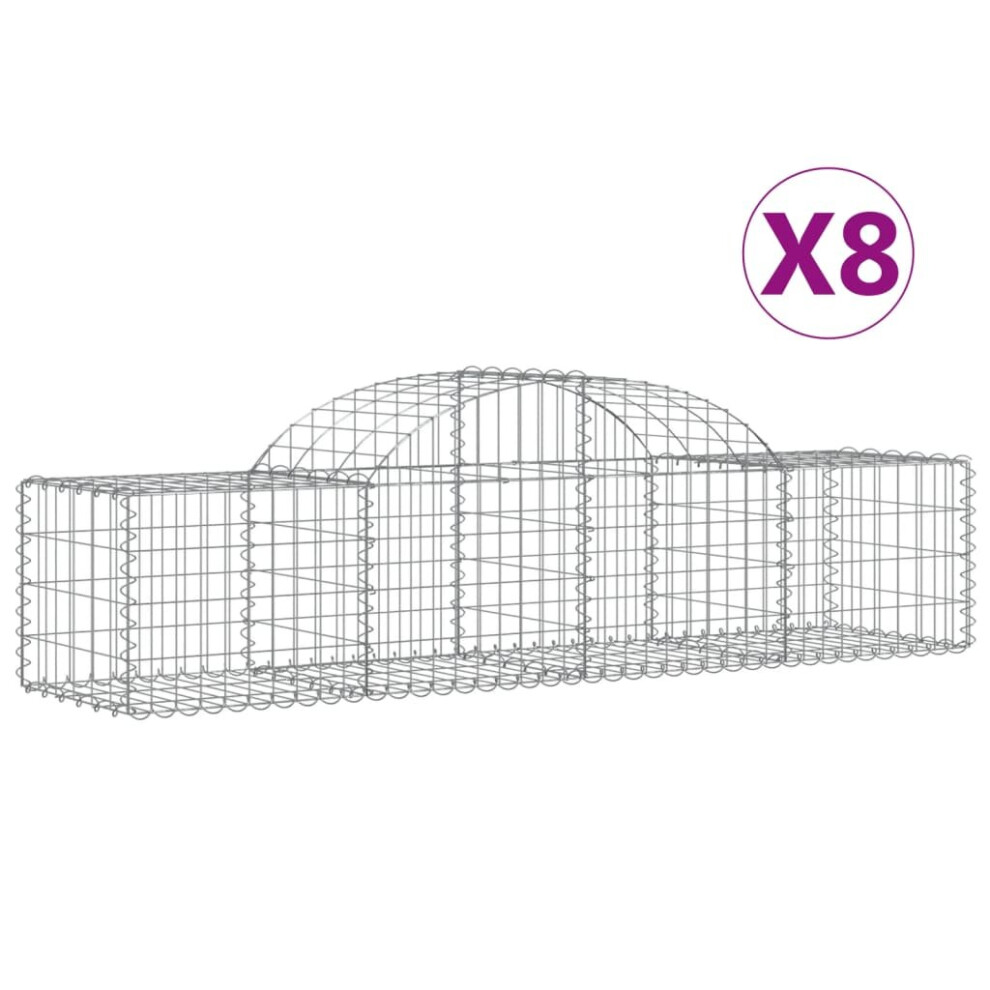 Vidaxl (200 X 50 X 40/60 Cm/ 8 Pcs) Arched Gabion Basket Stone Basket Gabion Retaining Wall Galvanised Iron