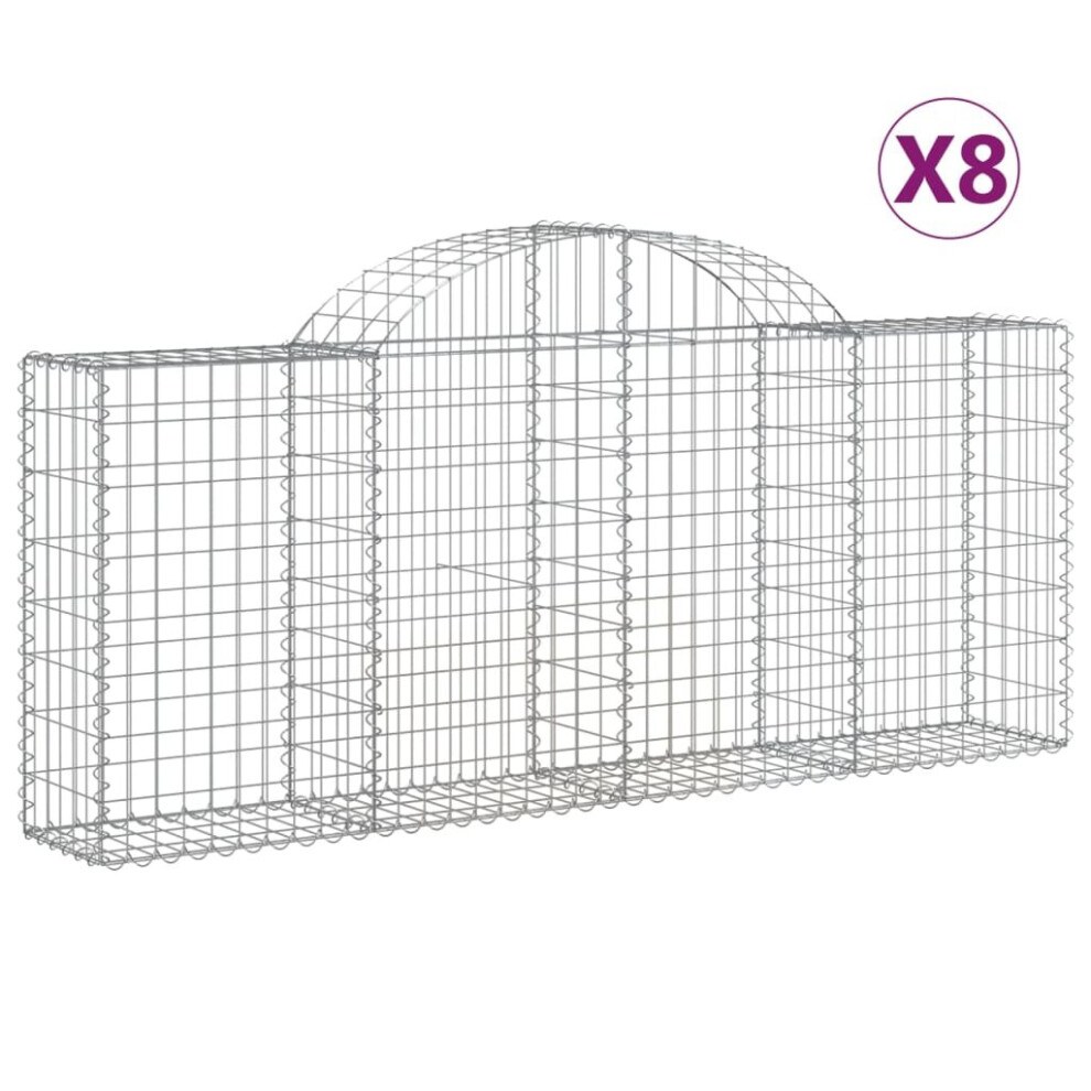 (200 x 30 x 80/100 cm/ 8 pcs) vidaXL Arched Gabion Basket Stone Basket Gabion Retaining Wall Galvanised Iron