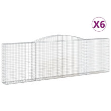 (400 x 30 x 120/140 cm/ 6 pcs) vidaXL Arched Gabion Basket Stone Basket Gabion Retaining Wall Galvanised Iron