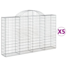 (200 x 30 x 120/140 cm/ 5 pcs) vidaXL Arched Gabion Basket Stone Basket Gabion Retaining Wall Galvanised Iron