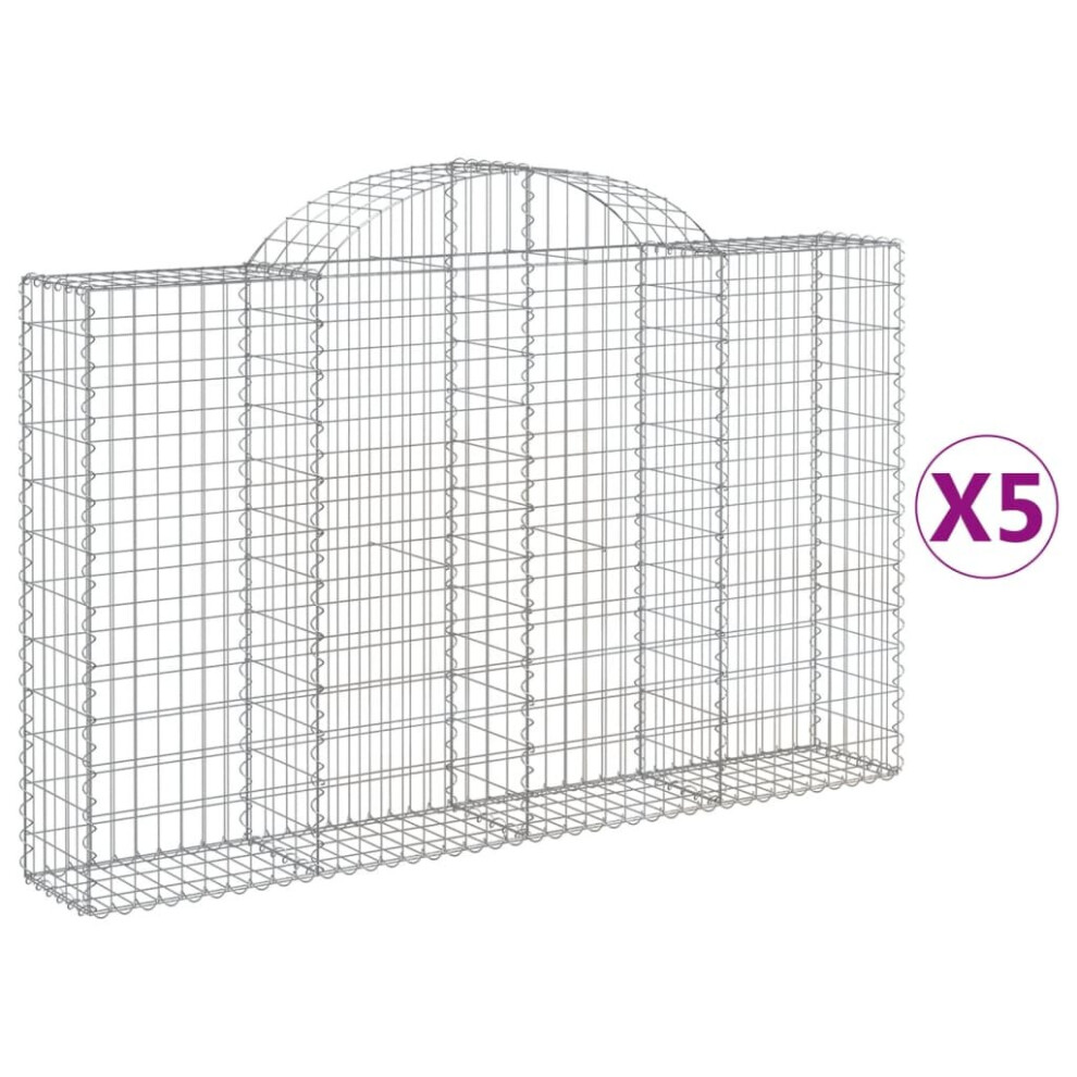 Vidaxl (200 X 30 X 120/140 Cm/ 5 Pcs) Arched Gabion Basket Stone Basket Gabion Retaining Wall Galvanised Iron