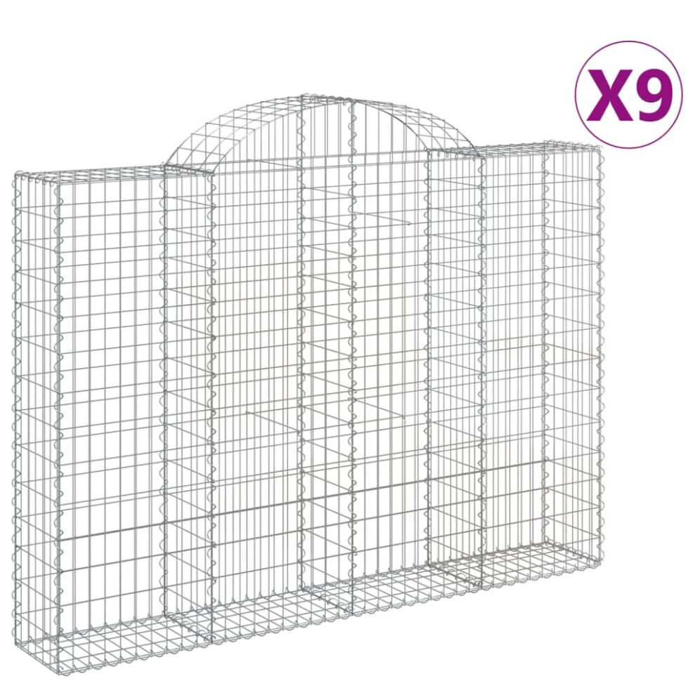 (200 x 30 x 140/160 cm/ 9 pcs) vidaXL Arched Gabion Basket Stone Basket Gabion Retaining Wall Galvanised Iron