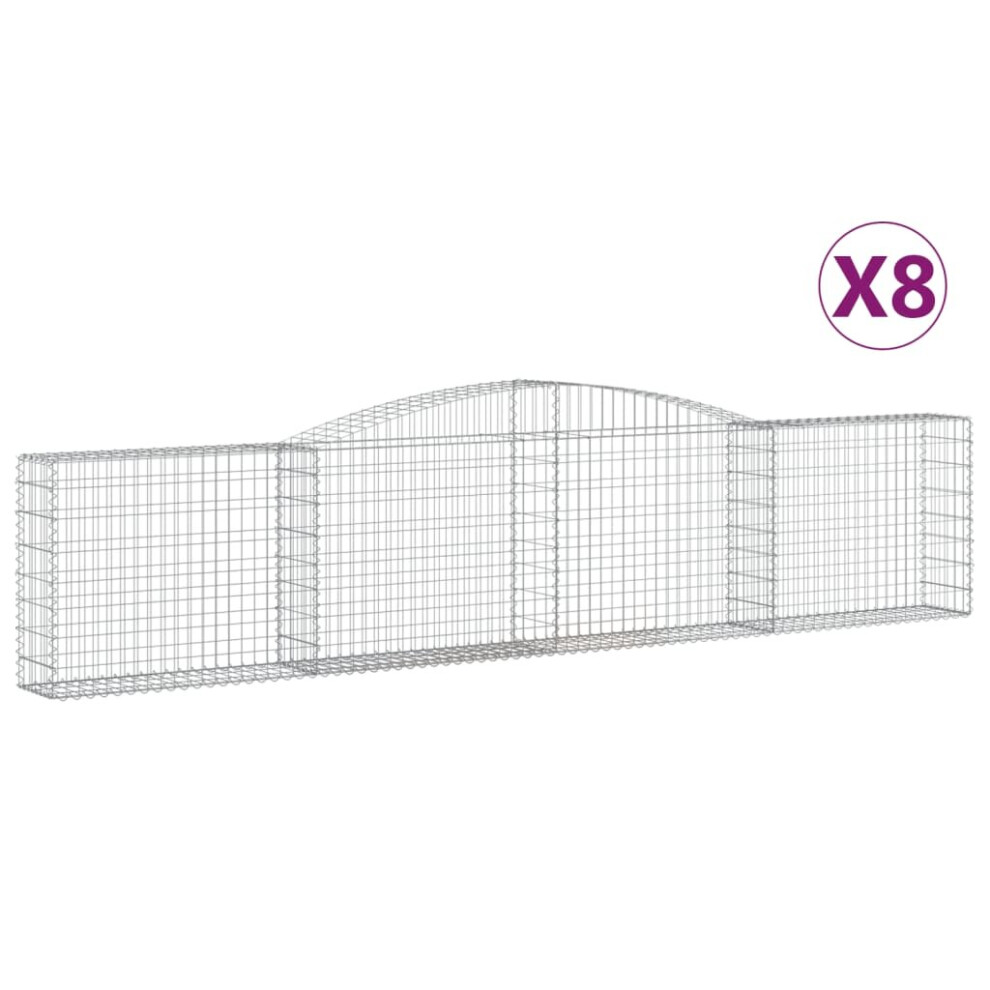 Vidaxl (400 X 30 X 80/100 Cm/ 8 Pcs) Arched Gabion Basket Stone Basket Gabion Retaining Wall Galvanised Iron