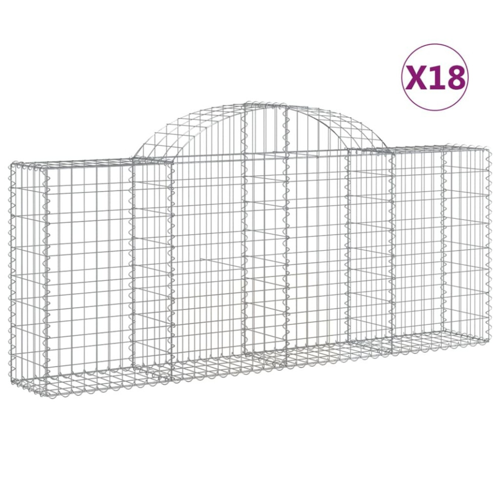 (200 x 30 x 80/100 cm/ 18 pcs) vidaXL Arched Gabion Basket Stone Basket Gabion Retaining Wall Galvanised Iron