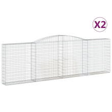 (400 x 30 x 120/140 cm/ 2 pcs) vidaXL Arched Gabion Basket Stone Basket Gabion Retaining Wall Galvanised Iron