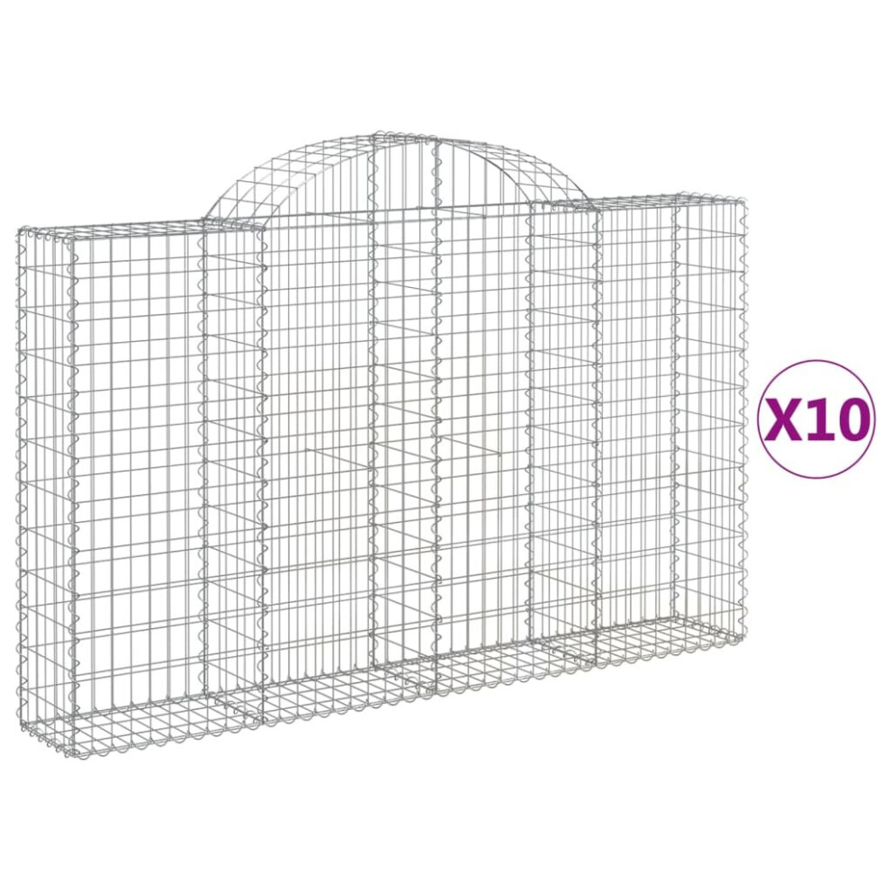Vidaxl (200 X 30 X 120/140 Cm/ 10 Pcs) Arched Gabion Basket Stone Basket Gabion Retaining Wall Galvanised Iron