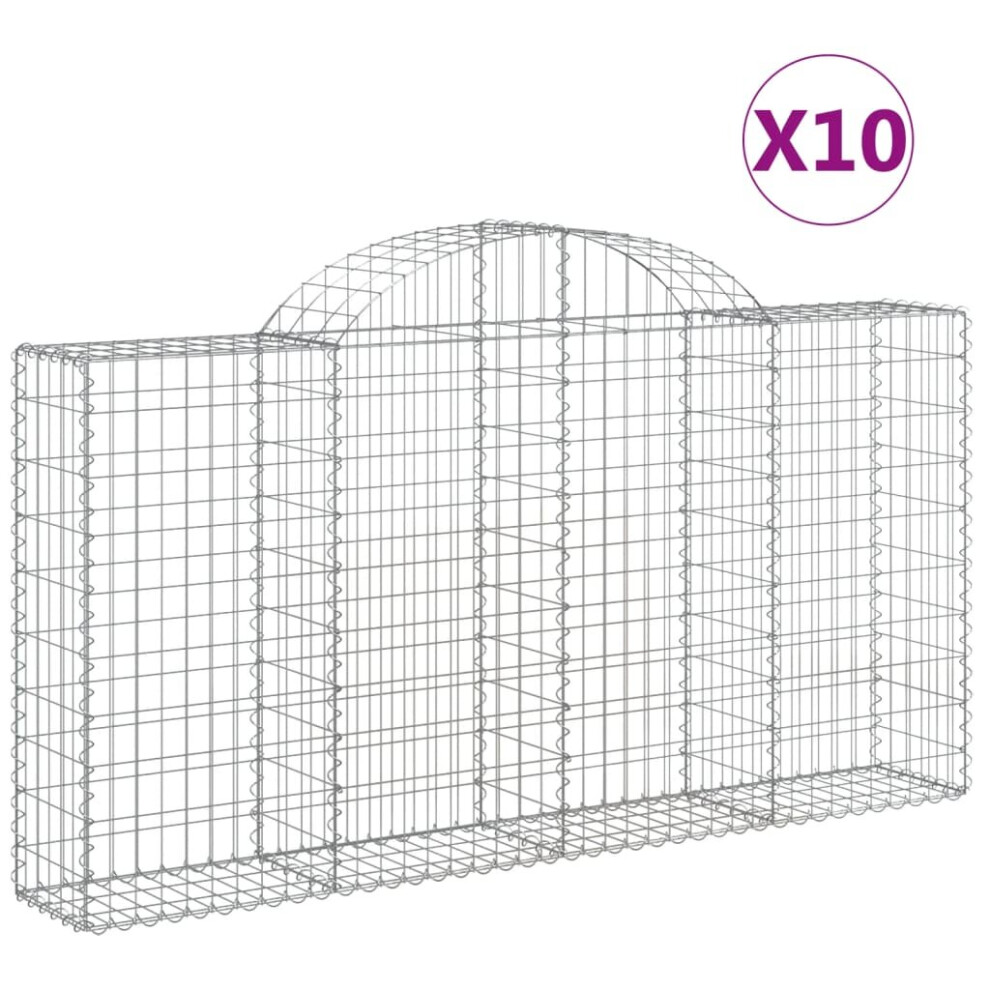 Vidaxl (200 X 30 X 100/120 Cm/ 10 Pcs) Arched Gabion Basket Stone Basket Gabion Retaining Wall Galvanised Iron