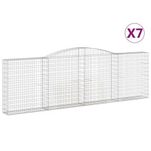 (400 x 30 x 120/140 cm/ 7 pcs) vidaXL Arched Gabion Basket Stone Basket Gabion Retaining Wall Galvanised Iron