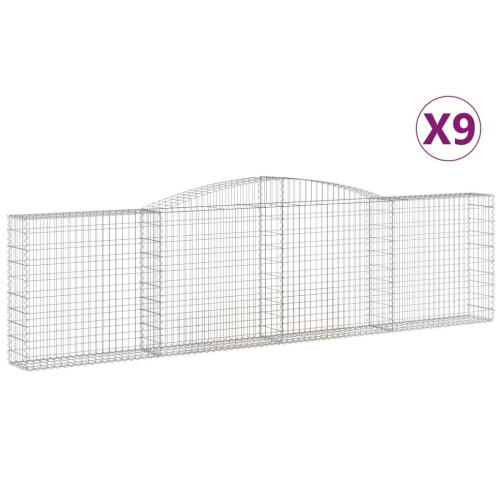 Vidaxl (400 X 30 X 100/120 Cm/ 9 Pcs) Arched Gabion Basket Stone Basket Gabion Retaining Wall Galvanised Iron