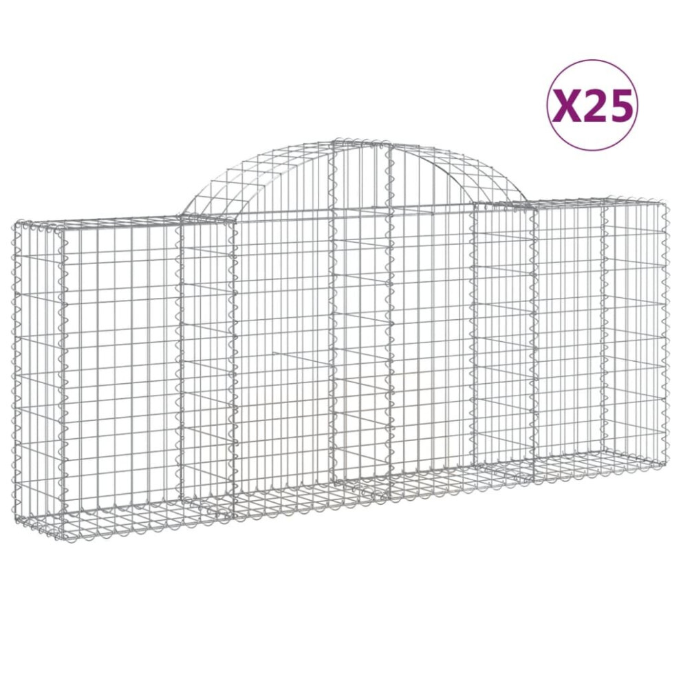 (200 x 30 x 80/100 cm/ 25 pcs) vidaXL Arched Gabion Basket Stone Basket Gabion Retaining Wall Galvanised Iron