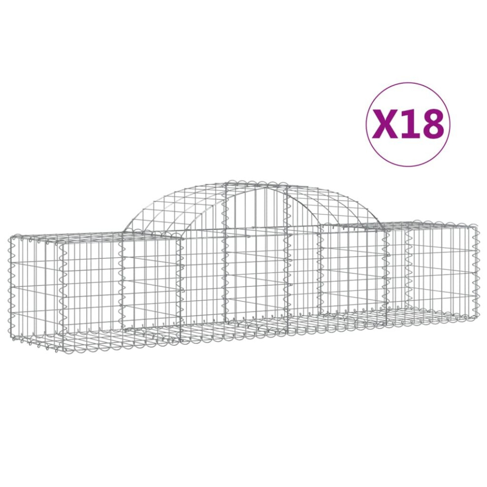 (200 x 50 x 40/60 cm/ 18 pcs) vidaXL Arched Gabion Basket Stone Basket Gabion Retaining Wall Galvanised Iron