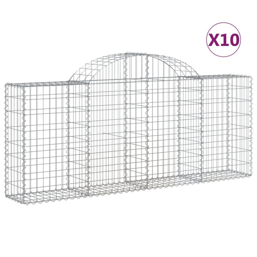 Vidaxl (200 X 30 X 80/100 Cm/ 10 Pcs) Arched Gabion Basket Stone Basket Gabion Retaining Wall Galvanised Iron