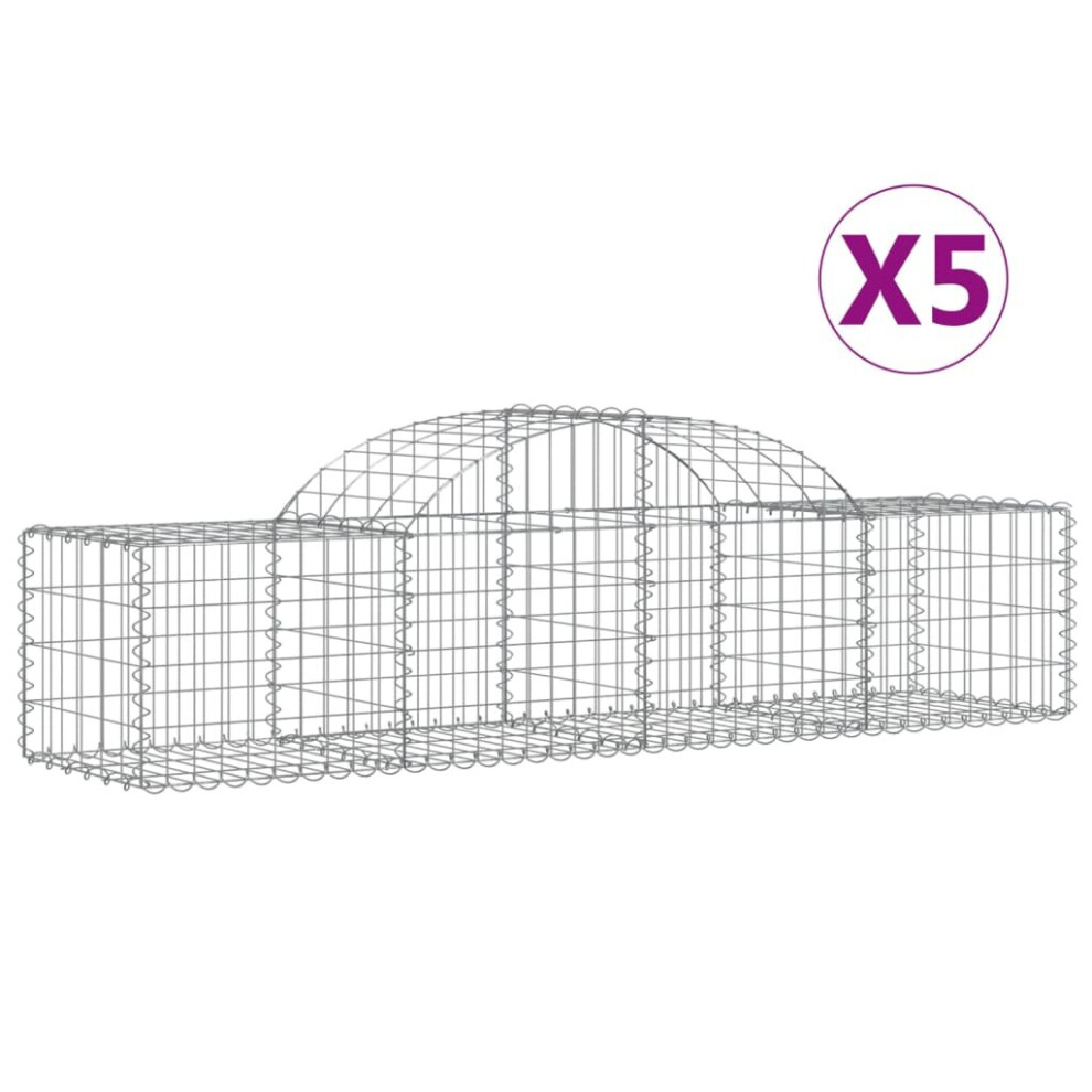 (200 x 50 x 40/60 cm/ 5 pcs) vidaXL Arched Gabion Basket Stone Basket Gabion Retaining Wall Galvanised Iron