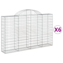 (200 x 30 x 120/140 cm/ 6 pcs) vidaXL Arched Gabion Basket Stone Basket Gabion Retaining Wall Galvanised Iron