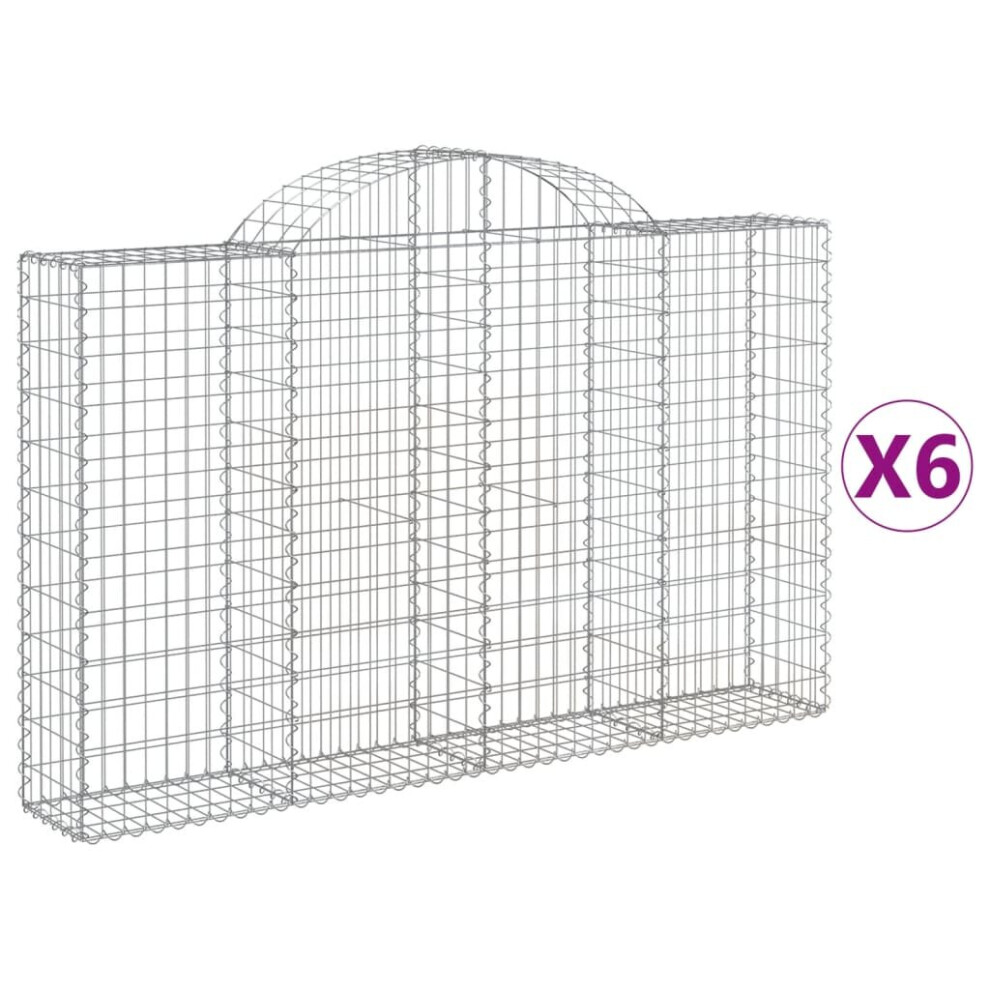 (200 x 30 x 120/140 cm/ 6 pcs) vidaXL Arched Gabion Basket Stone Basket Gabion Retaining Wall Galvanised Iron