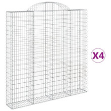 (200 x 30 x 200/220 cm/ 4 pcs) vidaXL Arched Gabion Basket Stone Basket Gabion Retaining Wall Galvanised Iron