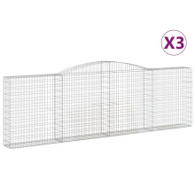 (400 x 30 x 120/140 cm/ 3 pcs) vidaXL Arched Gabion Basket Stone Basket Gabion Retaining Wall Galvanised Iron