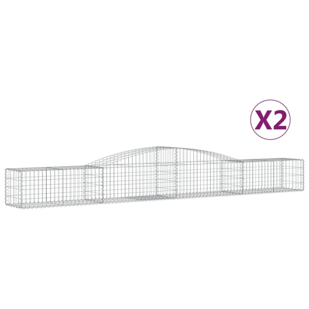 Vidaxl (400 X 50 X 40/60 Cm/ 2 Pcs) Arched Gabion Basket Stone Basket Gabion Retaining Wall Galvanised Iron